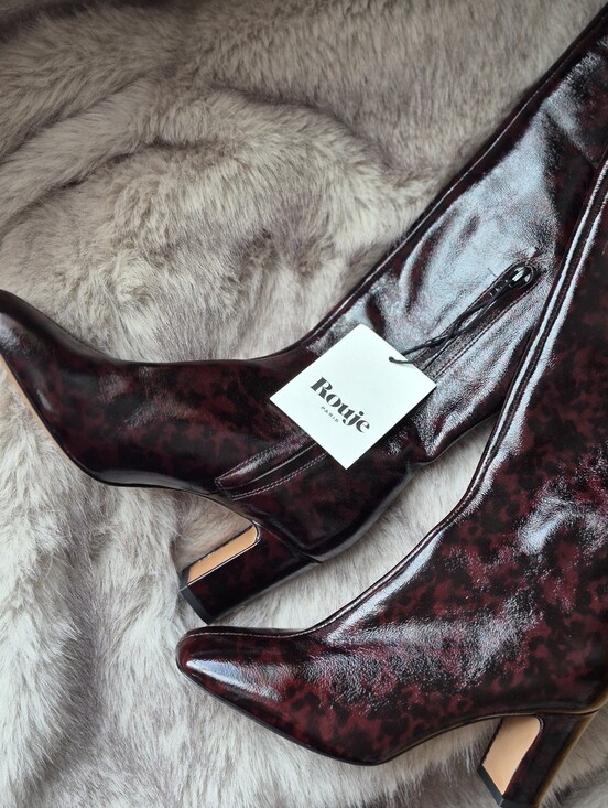 Rouje Shoes - NWT Rouje Burgundy Patent Leather "Carla" Knee Boots Size 6.5